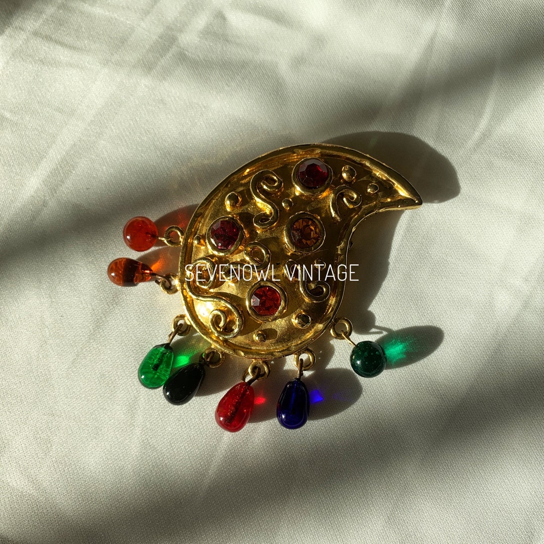 Broche Vintage Dorée En Spirale Signée Édouard Rambaud - Ornement Ancien Français
