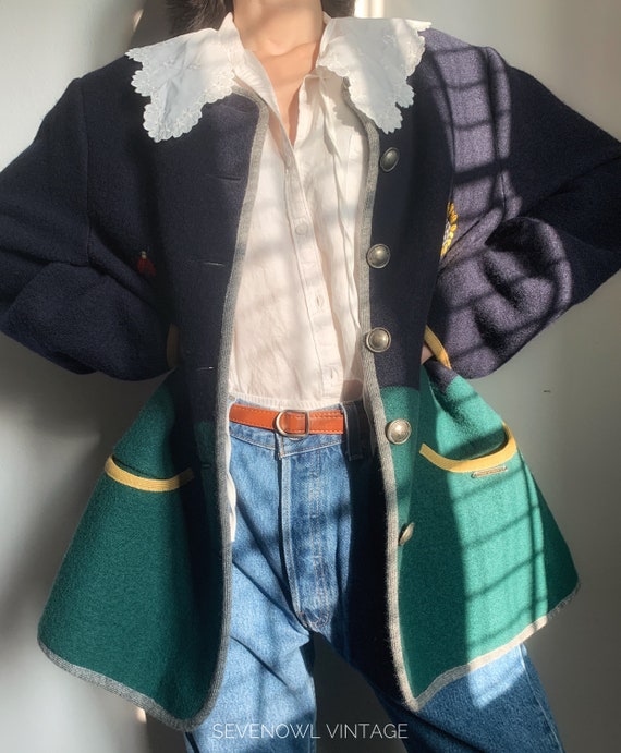 Vintage Geiger Austrian Wool Village View Cardigan Ov… Gem