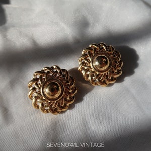 Vintage Signed Givenchy Gold Tone Flower Earrings Clips On