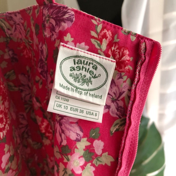 Vintage Laura Ashley Pink Floral Cami Midi Dress … - image 4