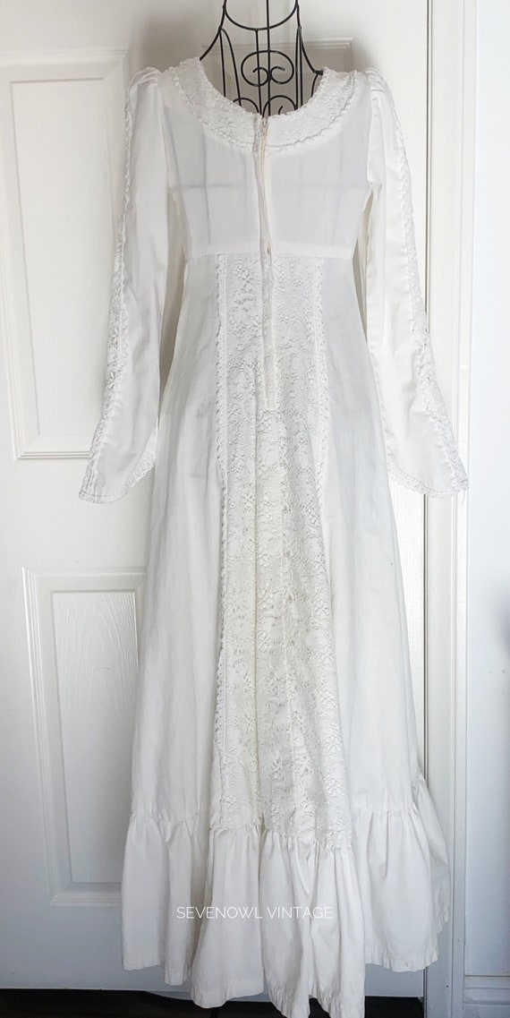 Vintage 70s Gunne Sax Corset Lace Up Crochet white Pr… - Gem