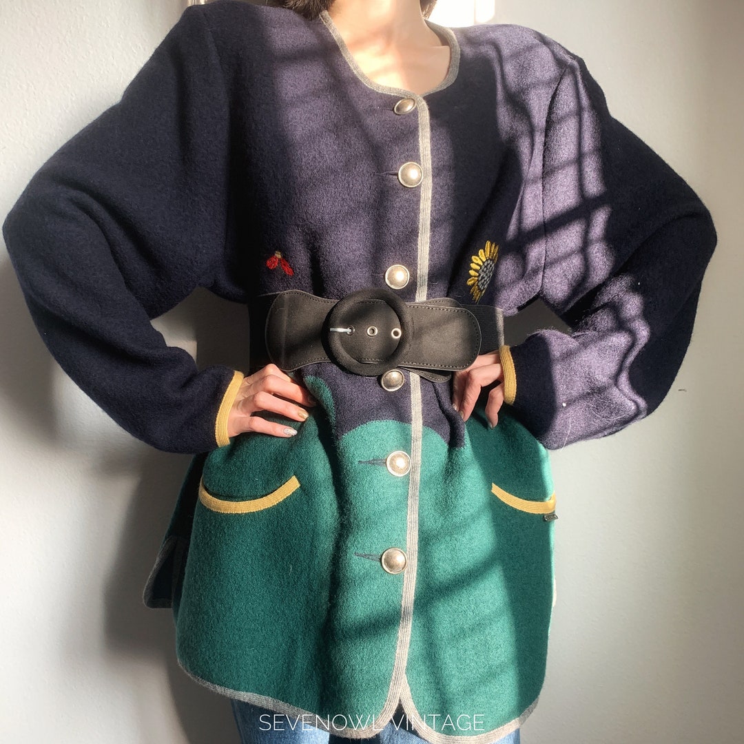 Vintage Geiger Austrian Wool Village View Cardigan Oversized Style Etsy