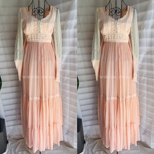 Vintage Gunne Sax Pink Prairie Mixi Dress-1970s Gunne Sax Collection-Gunne Love