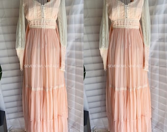 Vintage Gunne Sax Pink Prairie Mixi Dress-1970s Gunne Sax Collection-Gunne Love