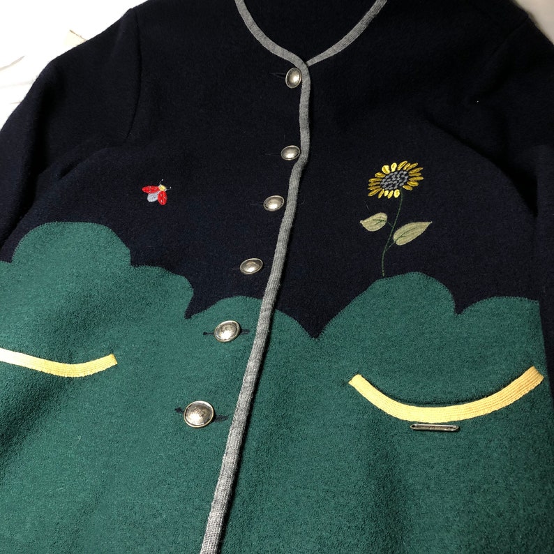 Vintage Geiger Austrian Wool Village View Cardigan Oversized Style Etsy