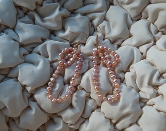Handmade Freshwater Pink Pearl Dangle Earrings Wedding Earrings