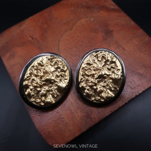 Vintage Signed YSL Gold Tone Chunky Earrings