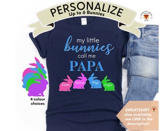 Personalized Family Easter Shirt, Shirt for Papa, Gift for Grandpa, Papa Easter Gift, Cute Papa Tee, Gift for father, Personalized Bunnies