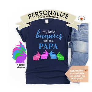 Personalized Family Easter Shirt, Shirt for Papa, Gift for Grandpa, Papa Easter Gift, Cute Papa Tee, Gift for father, Personalized Bunnies