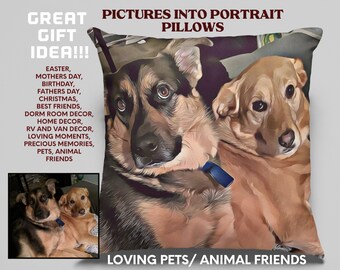 Custom Christmas gift, Portrait Pillow, Xmas Gift, Dorm Room Decor, Custom Family Gift, Custom Pet Portrait, Gift for friend, Memory Gift