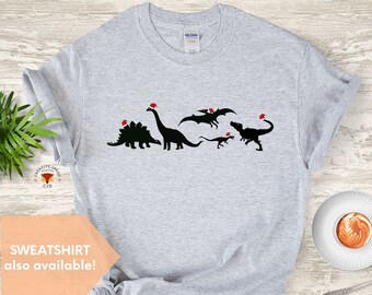 Christmas Dinosaur Shirt, Funny Dinosaur T-Shirt, Christmas Sweater, Christmas Party Shirt, Christmas Shirt, For Son, Gift for Dino Lover