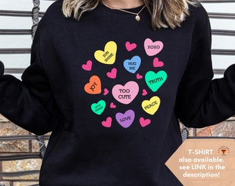 Cute Valentines Sweater, Valentines Sweatshirt, Gift for Friend, Valentines day Shirts for Women, Valentines Day Shirt, Valentine Hearts