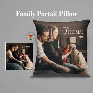 Family Portrait Pillow, Dorm Room Decor, Family Photo Gift, Housewarming Gift, Engagement Gift, Decorative Pillow, Mothers Day Gift,
