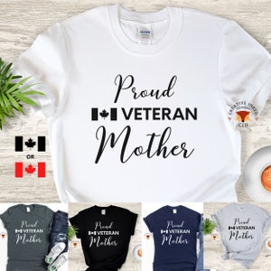 T-shirt Canadese veteraan, Moederdagcadeau, shirt trotse moeders, cadeau voor moeder veteraan, cadeau voor moeder, gepersonaliseerd shirt veteraan