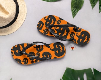 Halloween Flip Flops, Halloween Shoe, Halloween Costume, Halloween Party, Beach Flip flops, Vacation shoes, Summer flip flops, Unisex Sandal
