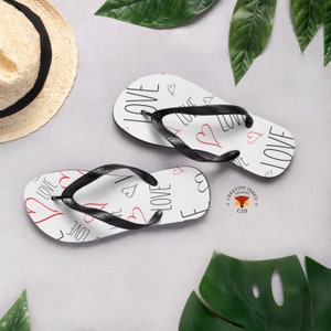 Cute Love Flip Flops, Valentines Flip Flops, Valentines Day Gift, Lover gift, Love Flip Flops, Vacation sandal, Beach Wear, Beach Flip Flop