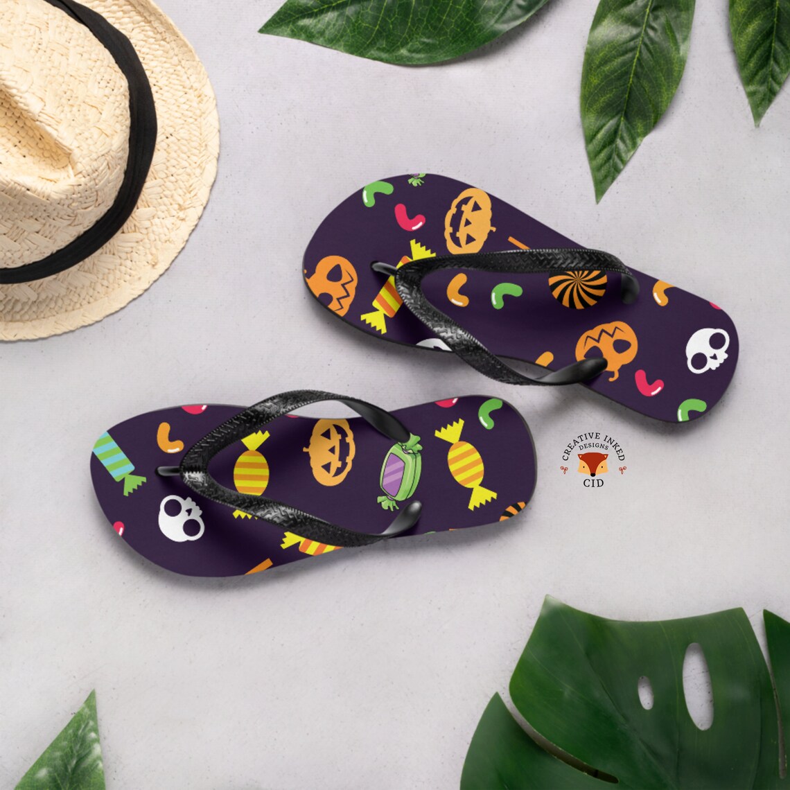 Halloween Flip Flops Halloween Shoe Halloween Costume | Etsy