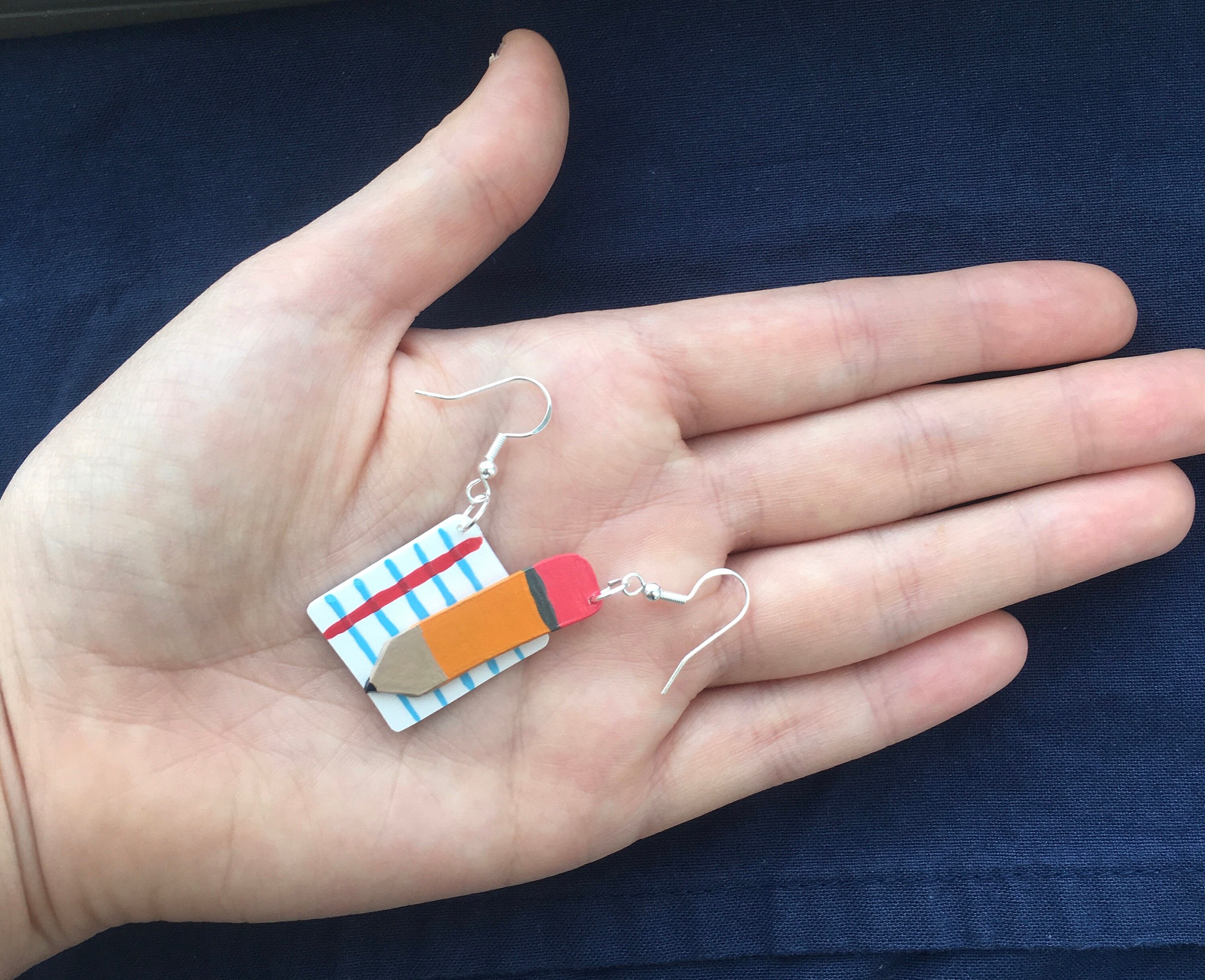 Paper & Pencil Polymer Clay Earrings Etsy