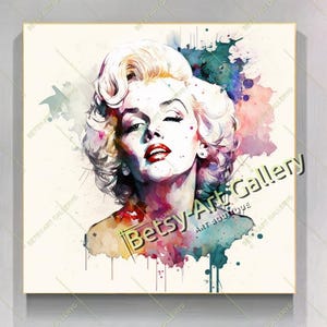 Marilyn Monroe Watercolor Canvas Print: Colorful Hollywood Icon Art