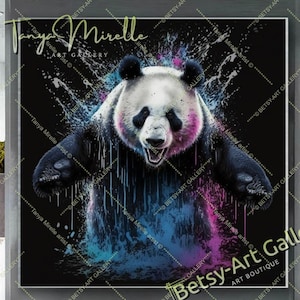 Majestic Colorful Panda Wall Art – Abstract Wildlife Canvas Print, Colorful Animals Wall Art