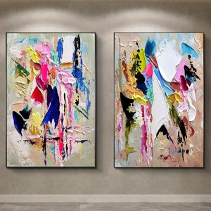 Stretched Print on Canvas, COLORFUL ABSTRACT Art Work, Vibrant Color Modern Wall Art Decor for living room