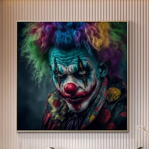 Colorful Joker man Print on Canvas Street Art Superhero - Large Printed Canvas Stretched/Rolled