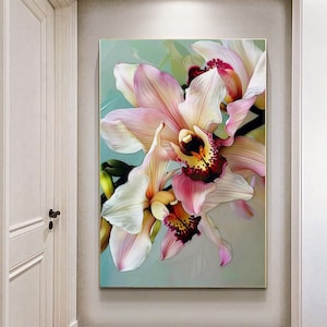Orchideen Blume Leinwanddruck: Lebendige, Blumen moderne Wandkunst
