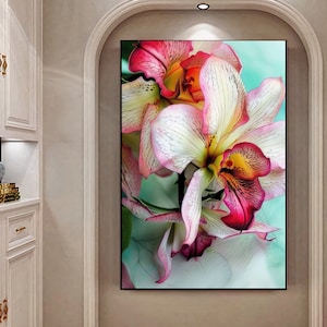 Orchideen Blume Leinwanddruck: Lebendige, Blumen moderne Wandkunst