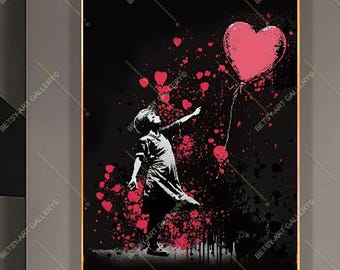 Celebrity Girl with Balloon Canvas Print: Graffiti Pop Art Wall Decor
