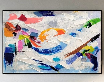 EXTRA LARGE MODERN Wall Art Colorful Abstract Oil Painting - Etsy