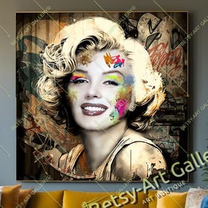 Fashion Graffiti Marilyn Monroe Portrait Canvas Art Print – Vibrant Pop Art Wall Decor