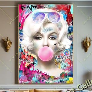 Graffiti Marilyn Monroe Canvas Print: Bubble Gum Pop Art