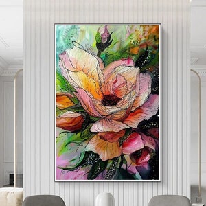 Floral Canvas Print: Colorful Abstract Flower Wall Art