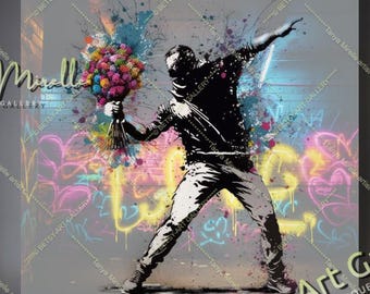 Banksy Style Canvas Print: Spread Love Graffiti Pop Art - Etsy