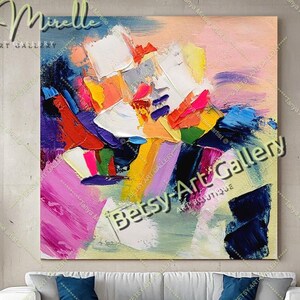 Abstract Shapes - Colorful Impasto Oil Painting on Canvas, Large Textured Modern Wall Art for Living Room, Office