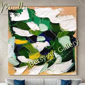 Winter Leaves Impasto Oil Painting: Textured Modern Abstract Art