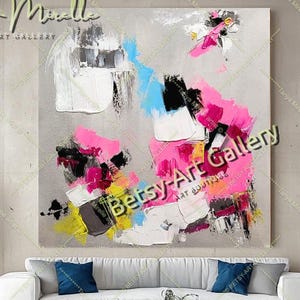 Textured Abstract Impasto Oil Painting: Electric Bloom Modern Canvas Art
