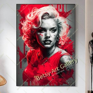 Vibrant Graffiti Marilyn Monroe Red Dress – Street Art Canvas Print