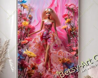 Pink Icon Barbie Canvas Print – Fashion Doll Wall Art
