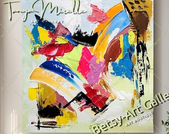 Large Abstract Impasto Oil Painting: Textured Modern Canvas Art
