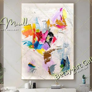 Large Abstract Impasto Oil Painting: Modern Colorful Wall Art