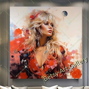 Vibrant Bold Portrait of Brigitte - Famous French Icon, Hollywood Art, Vintage Pop Art, Contemporary Canvas Print