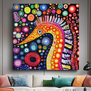 Colorful Seahorse Underwater Art – Starfish Colorful Reef Polka Dot Art – Yayoi Kusama Inspired Canvas Art - Stretched Printed Canvas