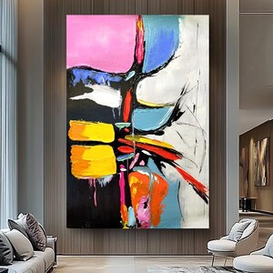 VIVID COLORFUL ABSTRACT Wall Art - Large Oil Painting on Canvas Impasto Painting, Modern Wall Art Decor