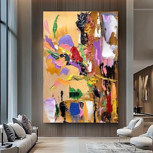 COLORFUL ABSTRACT Oil Painting on Canvas, Impasto Painting, Modern Wall Art Decor