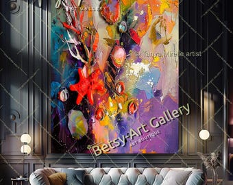 Contemporary Exhibition Style Abstract Art: Underwater Canvas Painting
