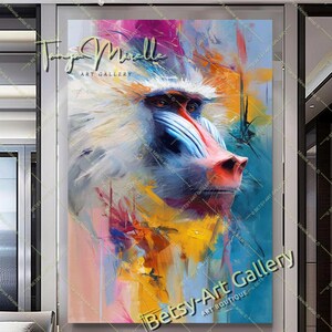 Mandrill Canvas Print: Regal Gaze, Bold Wildlife Portrait