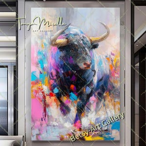 Spanish Bullfighting Bull Canvas Art - Bold Abstract Animal Print - Striking Contemporary Wildlife Decor - Stretched Canvas Print