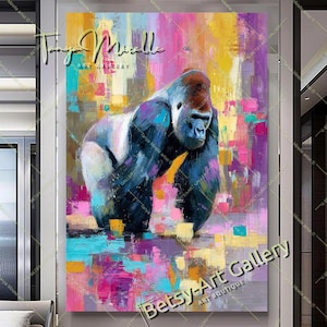 Abstract Gorilla Canvas Print: Expressionist Jungle Art, Ready to Hang