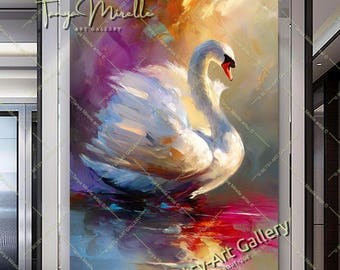 Abstract Swan Canvas Art – Modern Wildlife Wall Decor